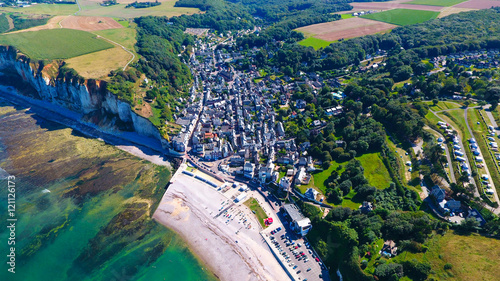 Vue aérienne d'Yport, en Normadie