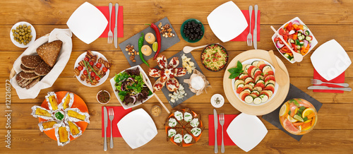 Healthy meals at festive table served for dinner party
