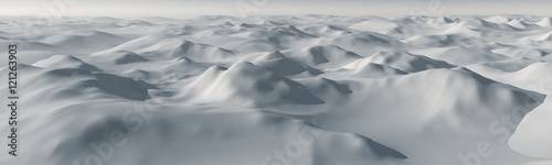 panorama of snowy valley. snow slope.