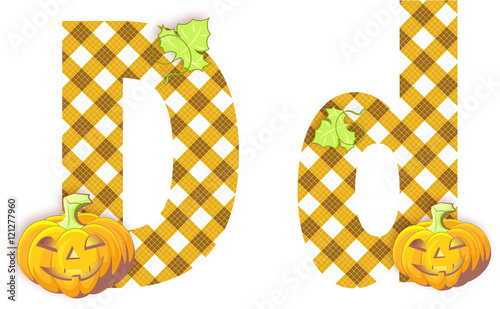 litera d, mozaika, jesień