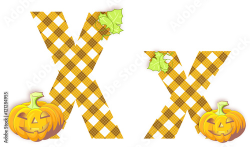 litera x, mozaika, jesień 