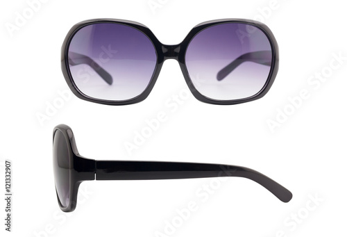 front and side view of sunglasses isolated on white background
