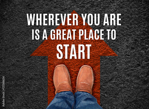 Inspiration quote,Whereever you are is a great place to start, a