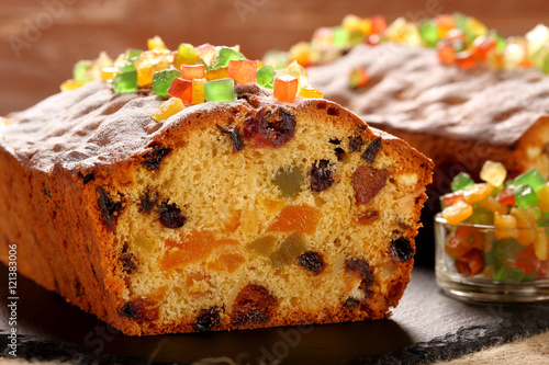 Easter fruitcake on the stone background