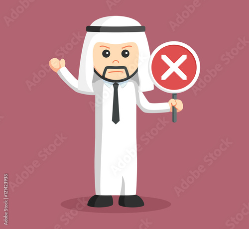 Arabian man holding cross sign vector illustration design