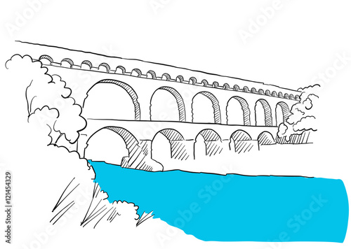 Gard Du Pont Languedoc, Nimes France, Sketch