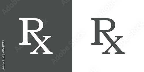 Icono plano simbolo RX gris