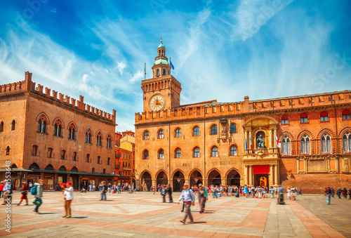 Italy Piazza Maggiore in Bologna old town