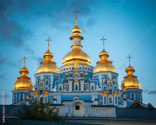 Evening Saint Michael Golden Domed Cathedral, Kiev, Ukraine.