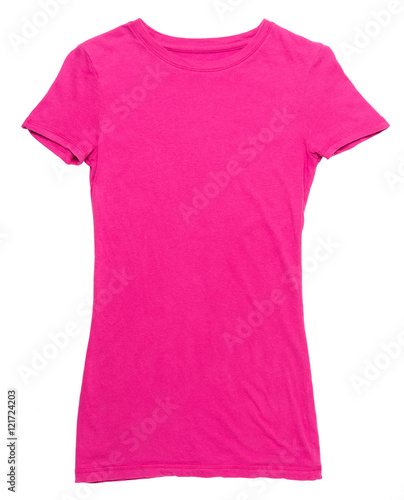 Women's hot pink t-shirt on white