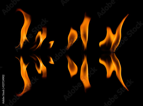 Fire abstract and flames shapes isolated on a black