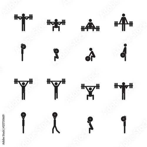 Weightlifting icon set. Vector illustration. 