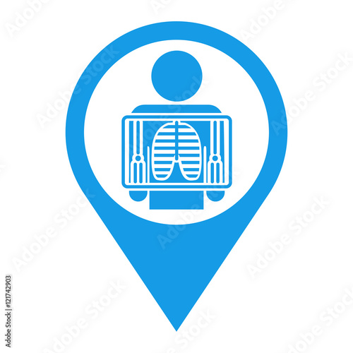Icono plano localizacion radiografia azul