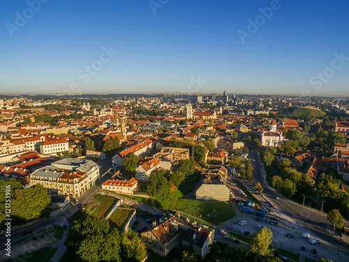 Vilnius, Lithuania: aerial top view of the old town