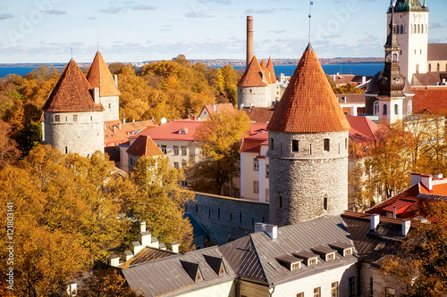 Estonia. Tallinn. Autumn View of the Toompea from the observatio