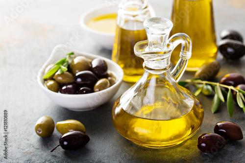 Olive oil in vintage bottles