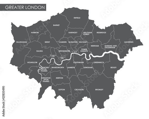 Vector Greater London administrative map