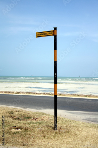 Barack Obama Drive in Dar es Salaam, Tanzania. The road, located by the Indian Ocean, was renamed in honor of Obama's visit to the country in July 2013 and was previously known as Ocean Road.
