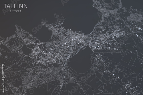 Cartina di Tallinn, vista satellitare, città, Estonia