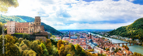 Panoramic view of beautiful medieval town Heidelberg, Germany