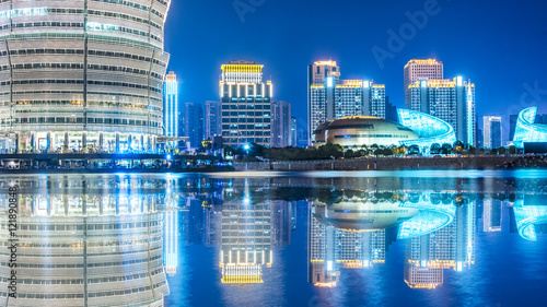 guangzhou central business district at night,china.Guangzhou historically romanised as Canton,is the capital and largest city of Guangdong Province in southeastern China.
