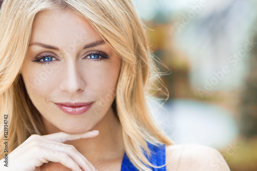 Naturally Beautiful Blond Woman With Blue Eyes