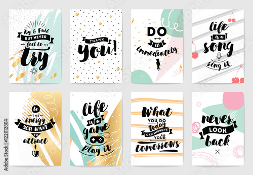 Typography cards set.