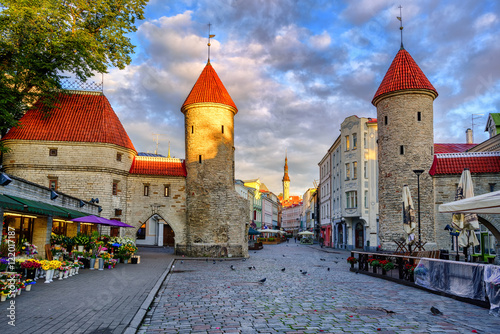 Viru Gate in the old town of Tallinn, Estonia