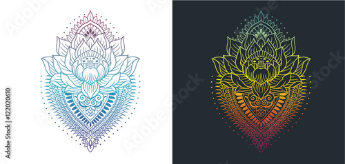 lotus with mandala colored outlines