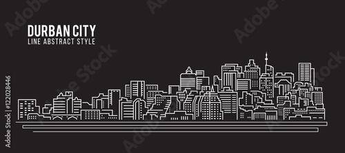 Cityscape Building Line art Vector Illustration design - Durban city