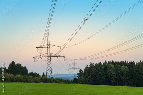 Stromtrasse trennt einen Wald