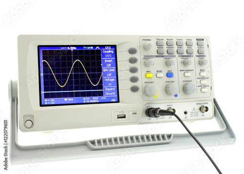 Digital oscillograph isolated on white background