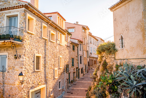 Street view in Antibes coastal village on the french riviera in France