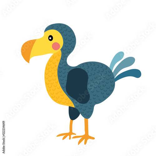 Dodo bird animal cartoon character. Isolated on white background. Vector illustration.