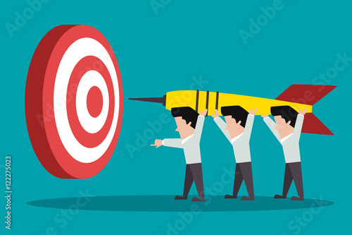 teamwork. towards the goal. darts. vector illustration