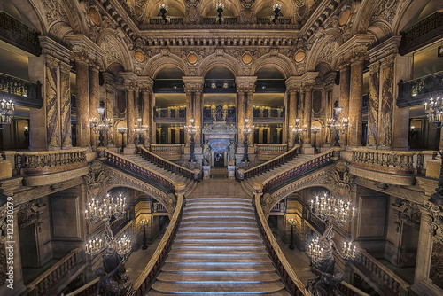 Stairway inside the Opera house Palais Garnier