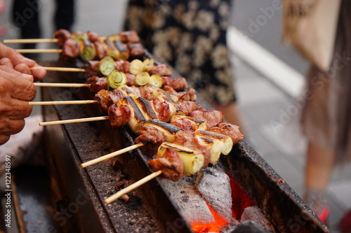 Traditional yakitori chicken stand in Japan