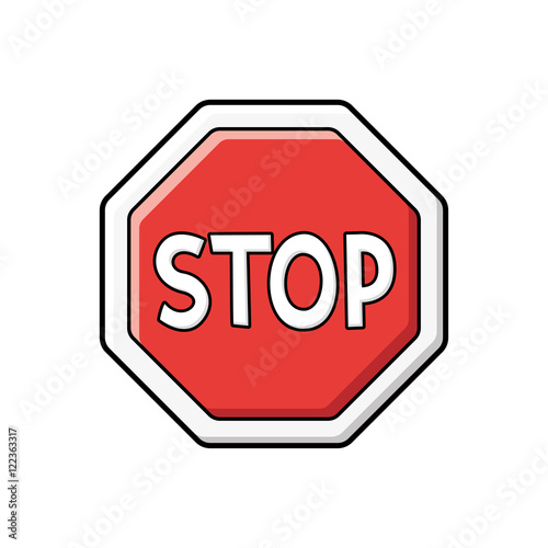 Red stop traffic sign vector icon.