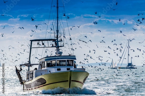 Retour de pêche d'un chalutier.