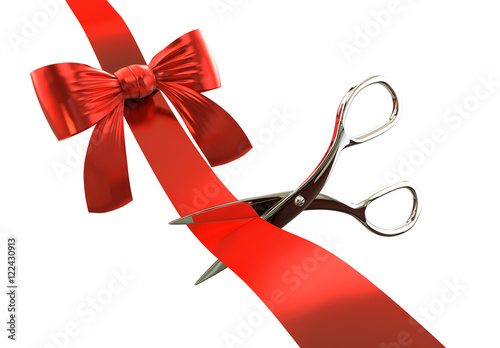 Red ribbon and scissors