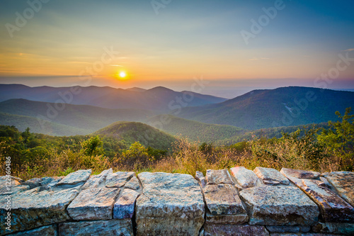 Sunset over the Blue Ridge Mountains, from Skyline Drive, in She