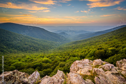 Sunset over the Shenandoah Valley and Blue Ridge Mountains from