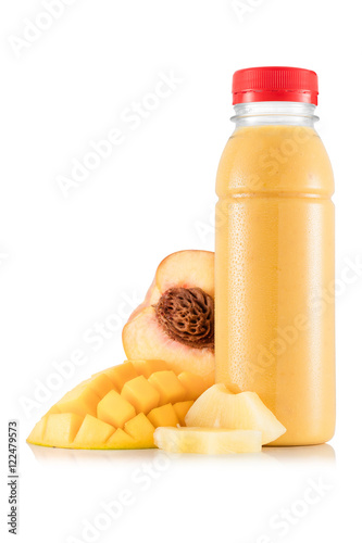Multifruit smoothie in plastic bottle