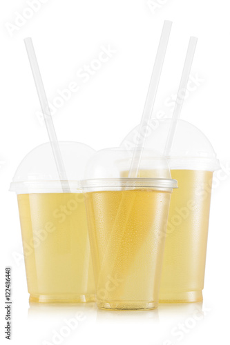Apple and mint juice in three size of cups
