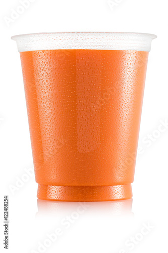 Carot juice in plastic cup