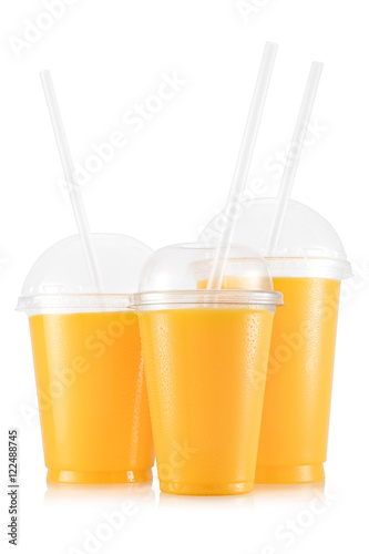 Orange juice in three size of cups