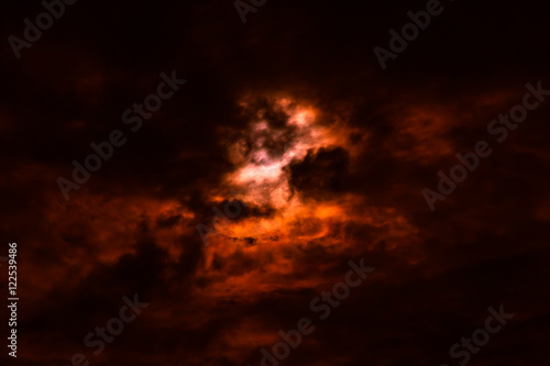 Wildfire sky with smoky black and red clouds, nature abstract ba