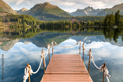 Unusual lake in the Slovakian Tatras. Famous place of rest and r