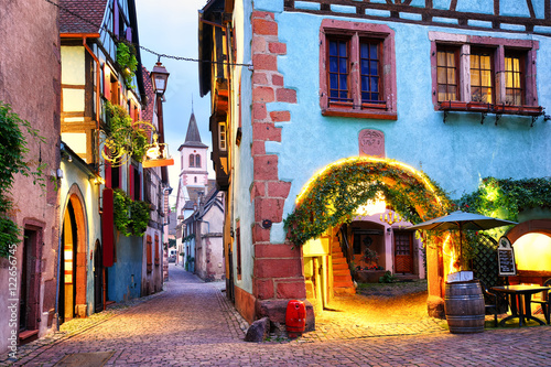 Colorful town of Riquewihr, Alsace, France