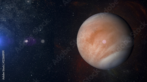 Solar system planet Venus on nebula background 3d rendering.
